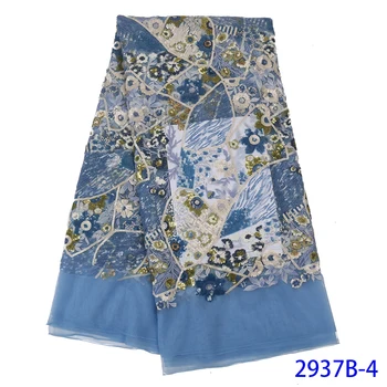 

Newest Sequins Lace Fabric African Fabric Lace High Quality Nigerian French Sequence Lace Fabric Bridal Tulle Lace Fabric L2937B