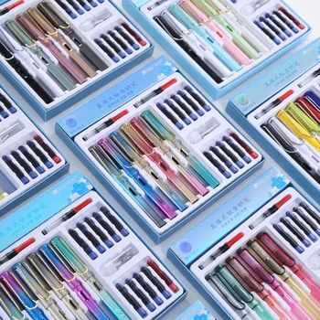 

Pen Blue/black ink Jinhao Color set Resin Fountain Pen Student Office Stationery Writing ink Pen/ink Bag Fountain High-end