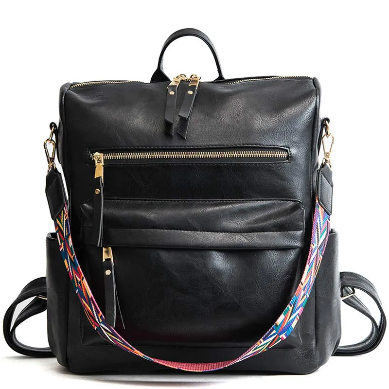 Leather Backpack Women 2019 Students School Bag Large Backpacks Multifunction Travel Bags Mochila Pink Vintage Back Pack XA529H