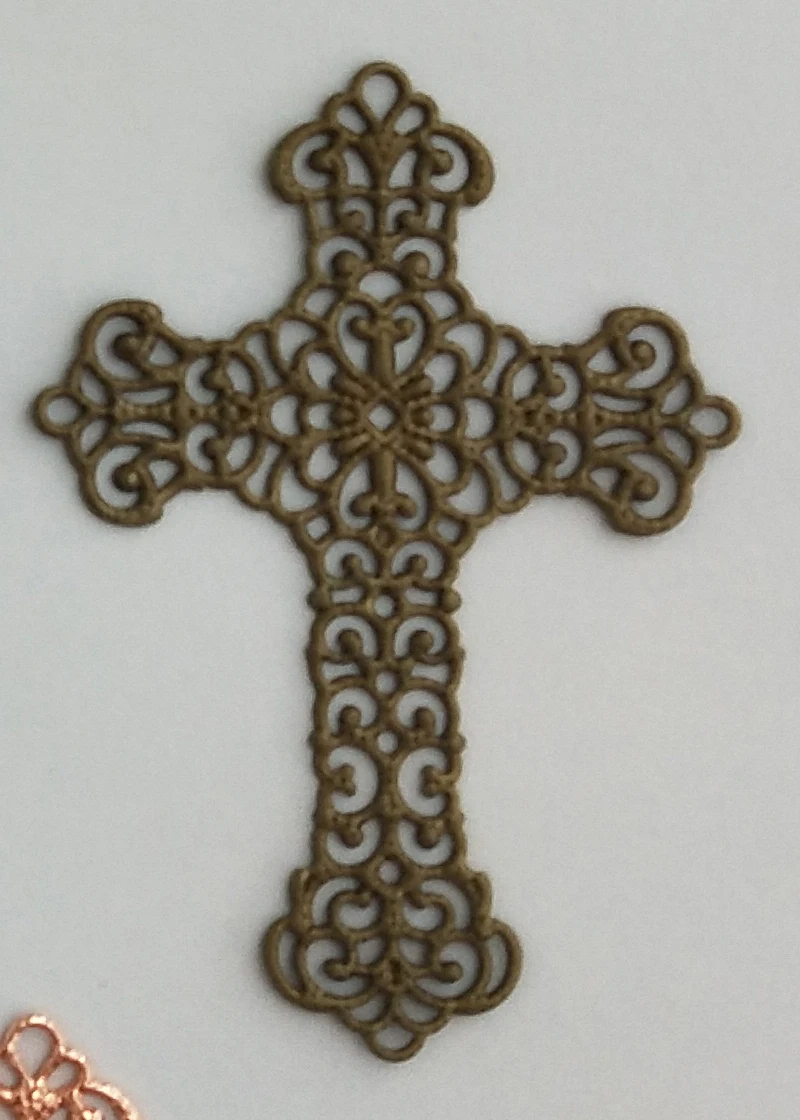 Antique Bronze Филигрань BoYuTe оптом(10 шт./лот) 37*52 мм Металл латунь тиснение филигрань крест подвески Diy ювелирные аксессуары - Цвет: Antique Bronze