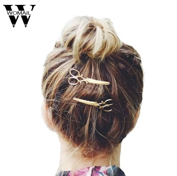 

Hot Sale 1pcs Hair Clip Girl Lady Hair Barrettes Apparel Accessories Headpiece Women Hairpin Scissors Pattern Gold Silver D26