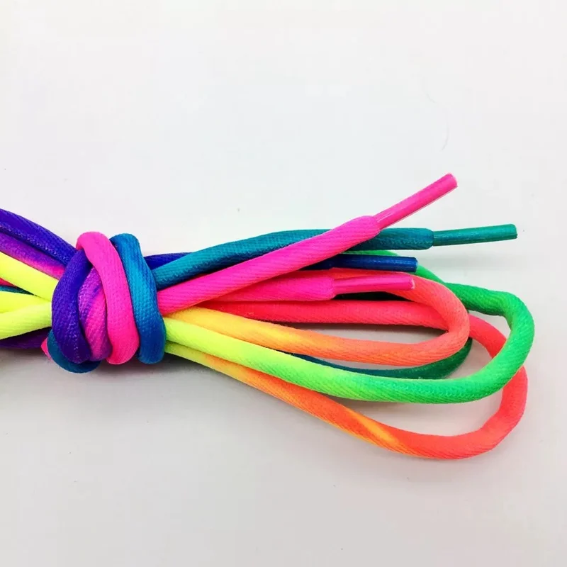 Новинка 1 пара Круглый Радуга кроссовки со шнурками из плотной ткани ShoelaceChild