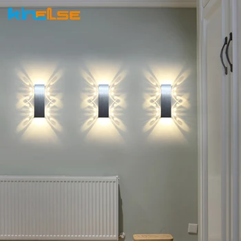 

2W 6W Modern Led Wall Lamp Double batteryfly Aluminum sconce fixture AC85-265V for home hotel KTV Bar wall mounted light decor