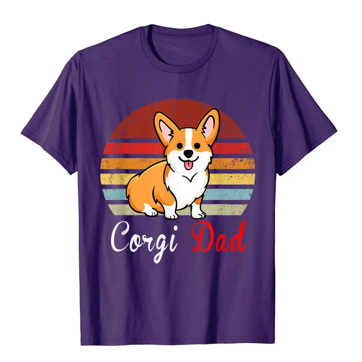 Vintage Retro Corgi Dog Love-r Dad Mom Boy Girl Funny T-Shirt__B6323purple