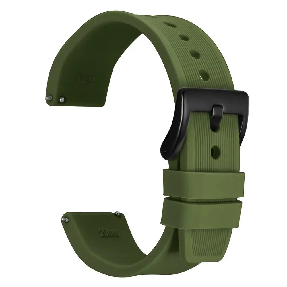 Military Green WOCCI Военный Зеленый силиконовый ремешок для часов браслет для мужчин 18 мм 20 мм 22 мм 24 мм Спортивный Повседневный сменный ремешок для часов полоса текстура - Цвет ремешка: Military Green