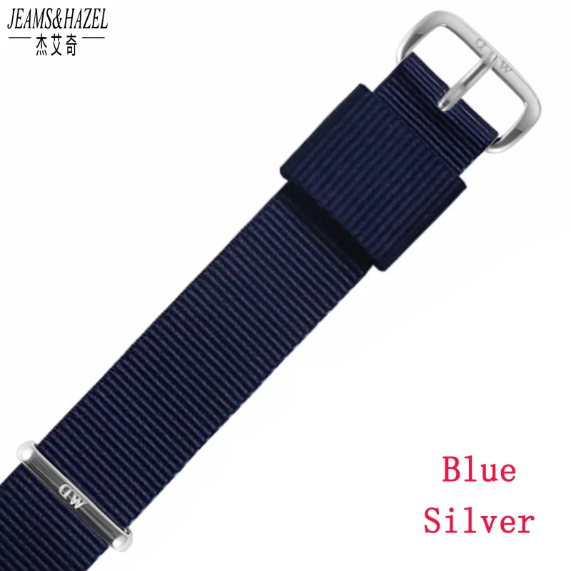 JH высококачественные ремешки для часов dw, модные черные ремешки для часов для мужчин и женщин, 20 мм, 18 мм ремешки для часов daniel wellington - Цвет ремешка: 12 Silver  blue