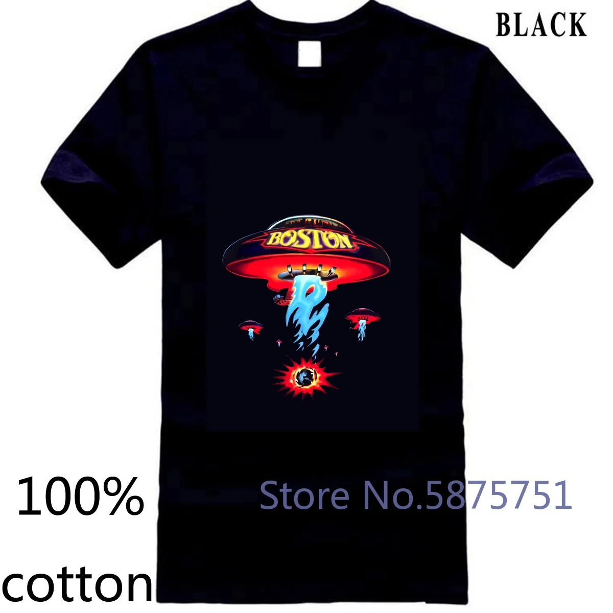 Boston Rock Band Legend Space Ship Brad Del Logo Men's Black Hot Sale New Men'S men's t shirt t-shirt tops tees 100% cotton |