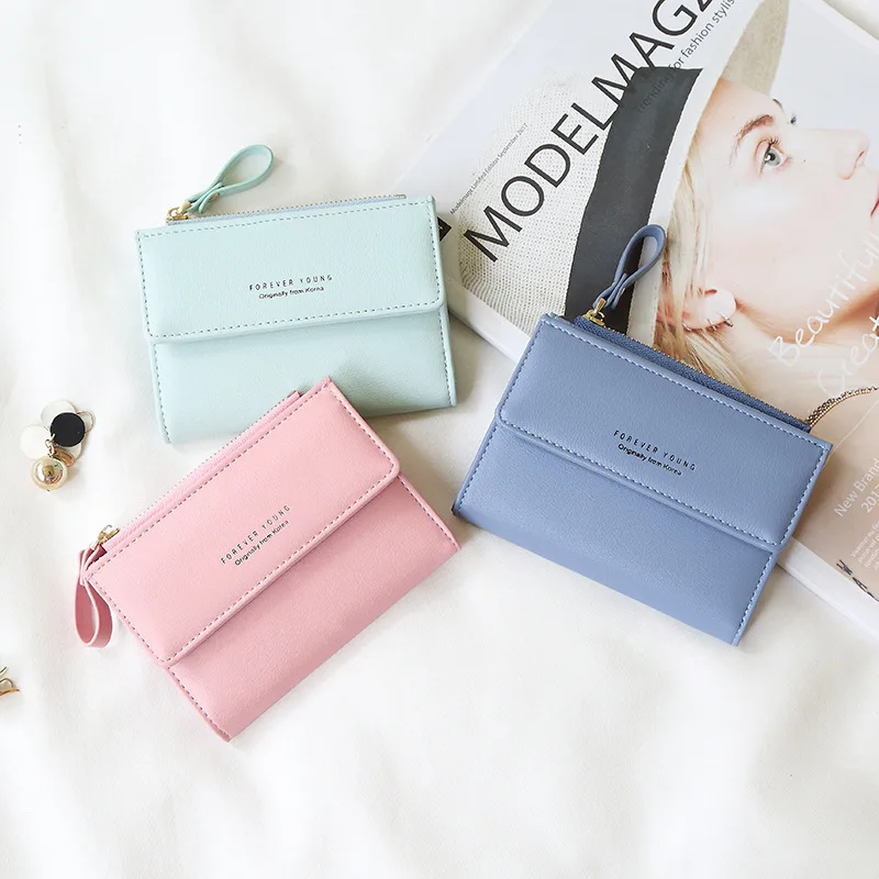 

Tallies Leather Goods Wallet Women's 2019 New Style Korean-style RFID Short Wallet Card Bit More Two-fold xiao qian jia Purse