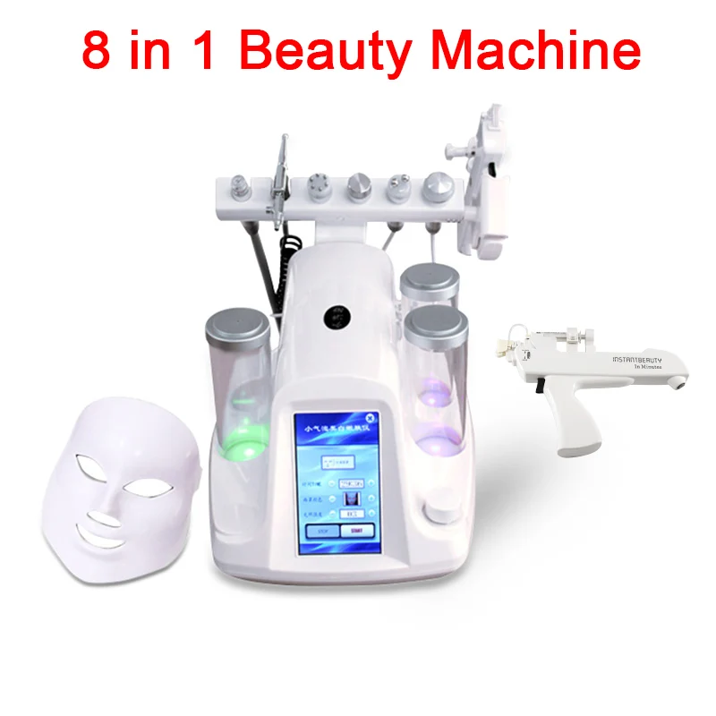 8in 1 beauty machine Маленький пузырьковый вакуумный инструмент для очистки лица Гидро Вода кислородный очиститель пор машинка для массажа лица Уход за кожей био RF Лифт - Цвет: 8in 1 beauty machine