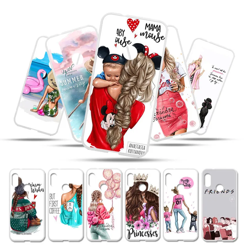 

Phone Cases For Xiaomi Redmi 5 Plus 3 Pro S2 Pocophone F1 Case Black Brown Hair Baby Mom Girl Coque For Xiomi Redmi Poco F1 Capa