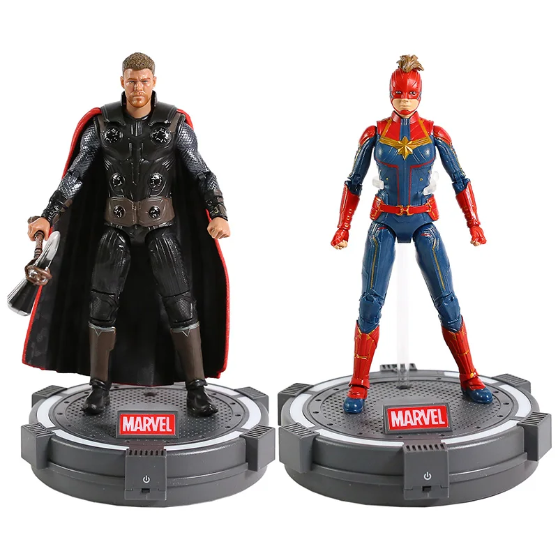 Marvel Мстители эндшпиль Тор Капитан Marvel ПВХ фигурка Коллекционная модель игрушки с светильник