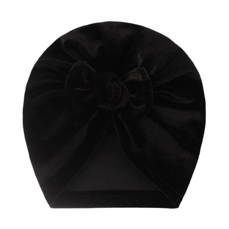 Solid Baby Cotton Beanies Cute Bear Ear Bowknot Turban Hats Sweet Soft 0-4T Elastic Caps For Newborn Baby Boy Girls Headwraps