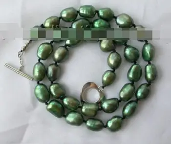 

stunning 8-9mm baroque green freshwater cultured pearl necklace m216