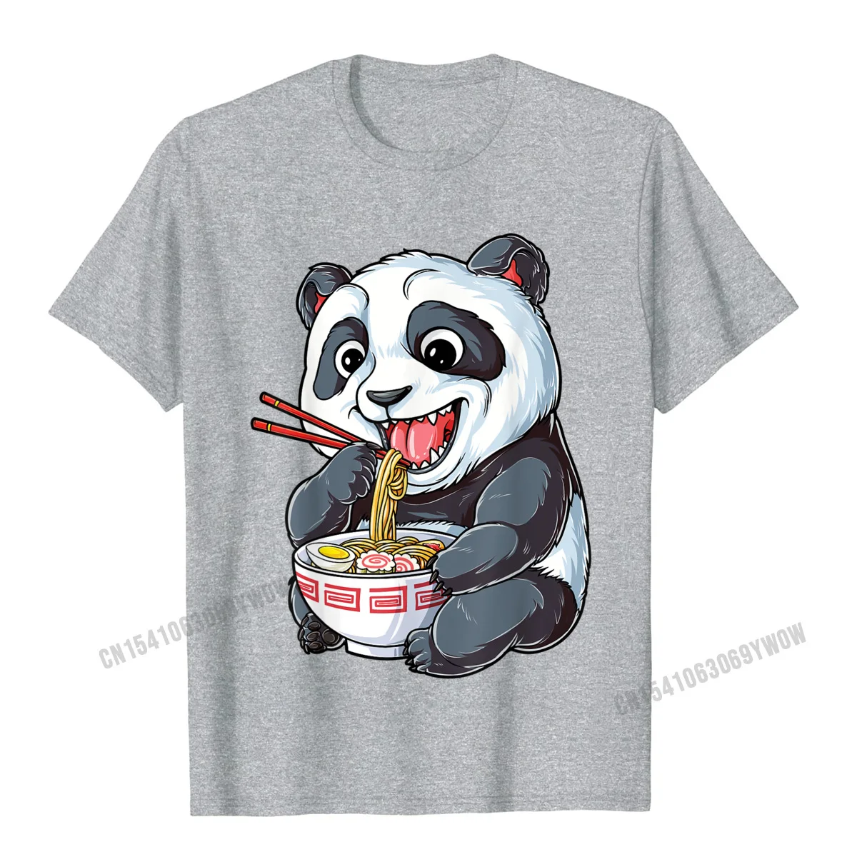 2021 Newest Mens Tops Shirt Casual Slim Fit Top T-shirts 100% Cotton Short Sleeve Hip hop Tee Shirts O-Neck Free Shipping Panda Eating Ramen Kawaii Giant Japanese Noodle Gifts Girls T-Shirt__860 grey