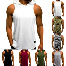 Oeak мужские топы без рукавов с капюшоном для тренировок новые мужские фитнес для мышц Рубашки мужские свободные Бодибилдинг куртки майка для тренажерного зала