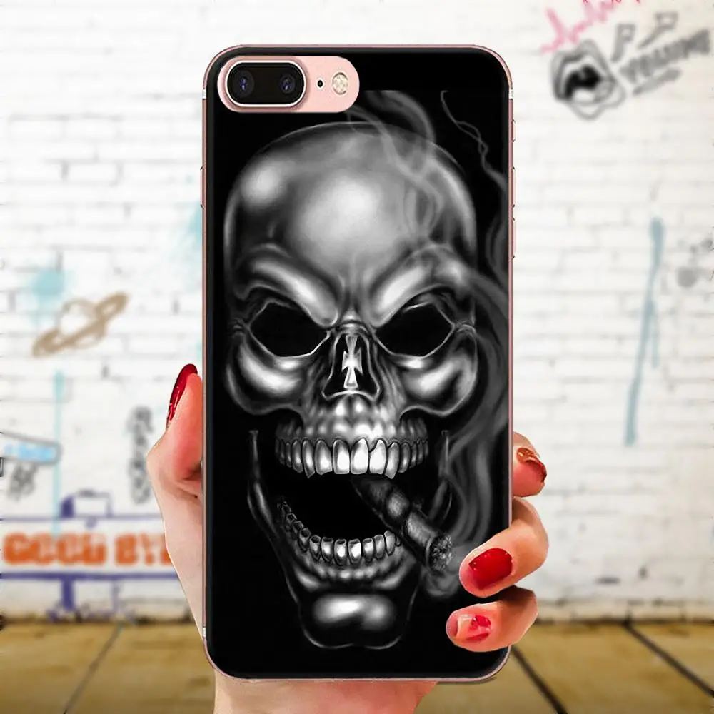 Для Apple iPhone 11 Pro X XS Max XR 4 4s 5 5C 5S SE 6 6S 7 8 Plus высококачественный Роскошный чехол для телефона жуткий череп - Цвет: as picture