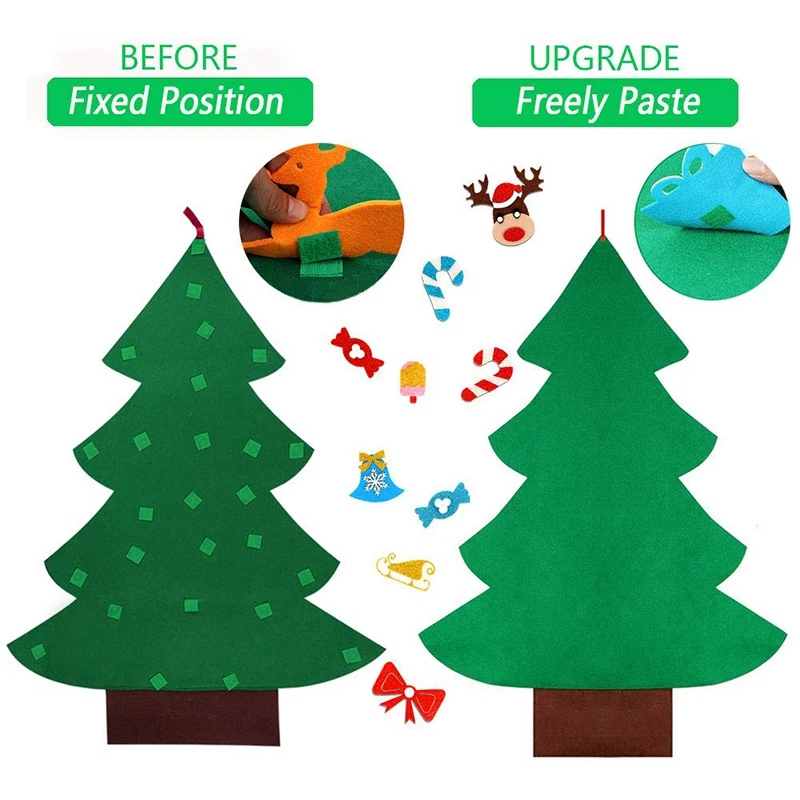 Топ-сделай сам войлочная Рождественская елка с блестящими орнаментами свободно наклеивается на стену Рождественские елки Дети Малыш Войлок подарок на год