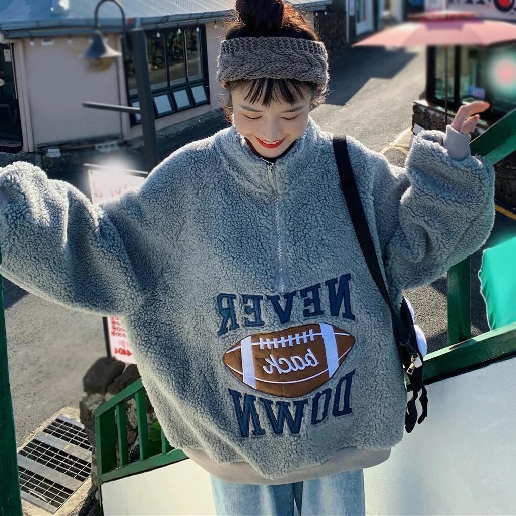 Fashion Women Warm Winter letter Print Sweatshirt Hooded Long Sleeve O-Neck Ladies' tops Gothic Warm Winter women top Boho