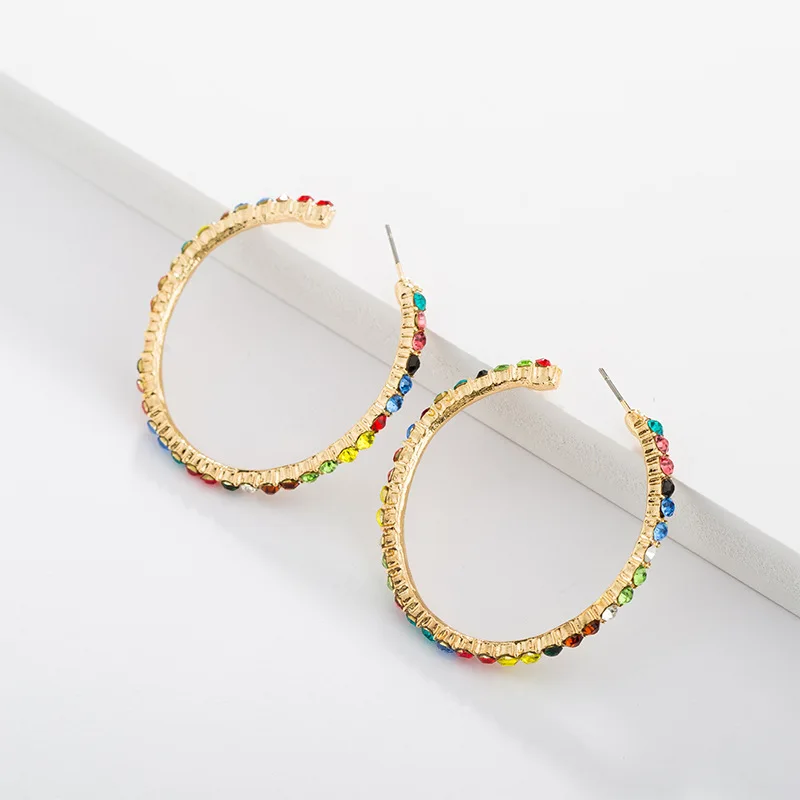 

Rainbow Big Hoop Earring for Woman Crystal Circle Huggie Earing Gold Filled Jewelry pendientes arcoiris Pride CZ Earrings Hoops