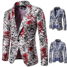 2019 High Quality Jacquard Rose Floral Pattern Casual Blazer Hombre Fashion Men Terno Masculino Slim Fit Suit Jacket Homme 2019 High Quality Jacquard Rose Floral Pattern Casual Blazer Hombre Fashion Men Terno Masculino Slim Fit Suit Jacket Homme