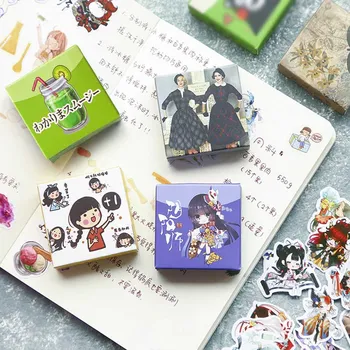 

Cute Stickers Journal Custom Japanese Label Anime Flower Marble Vintage Human Stickers Scrapbooking Stationery
