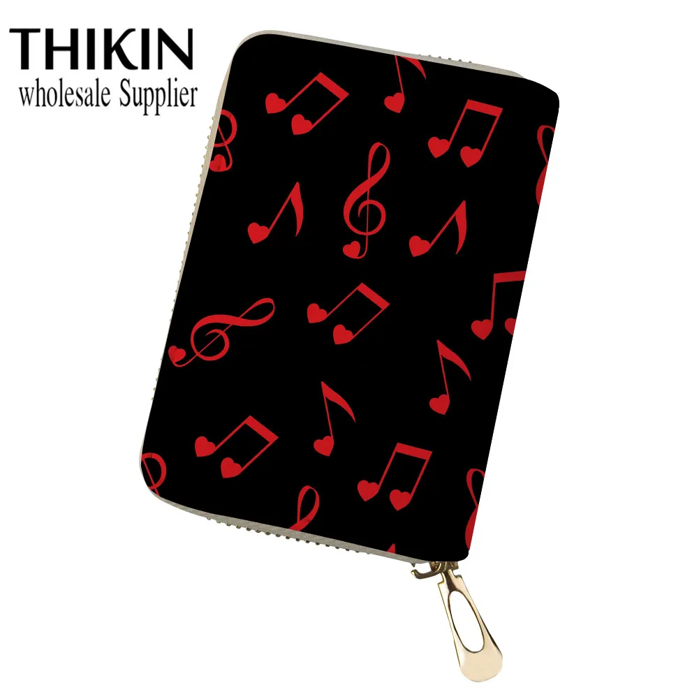 as picture THIKIN Music Note с принтом Id держатель для карт, кошелек для кредитных карт Monedero из искусственной кожи, женские кошельки, защитный чехол, сумка для денег - Цвет: as picture