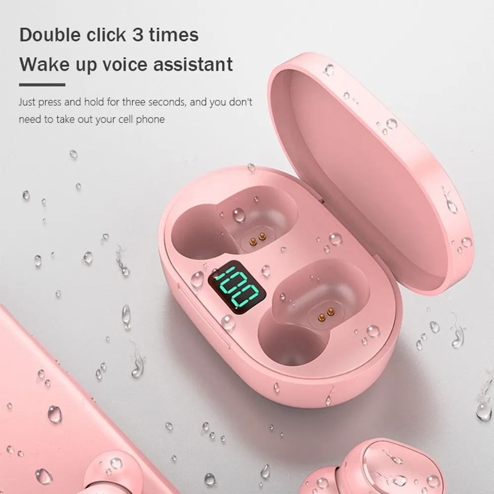 aztms new Bluetooth Earphone e6s LED Display Wireless Headsets with Mic Stereo Waterproof Mini In ear Earbuds for All smartphone