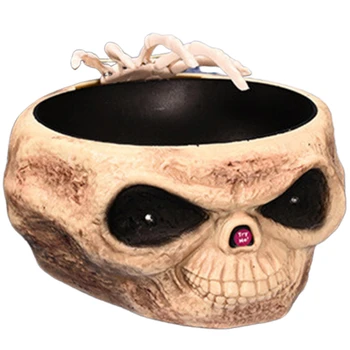 

Halloween Candy Bowl with Jump Skull Hand Scary Eyes Party Creepy Decoration Haunted Skull Bowl Ktv Bar Horror Prop
