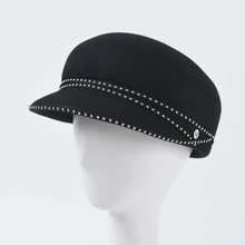 Осенне-зимняя новая шерстяная шляпа женская шапочка M, фетровая шляпа с надписью, заклепка шляпы «Fedora», шляпа женская