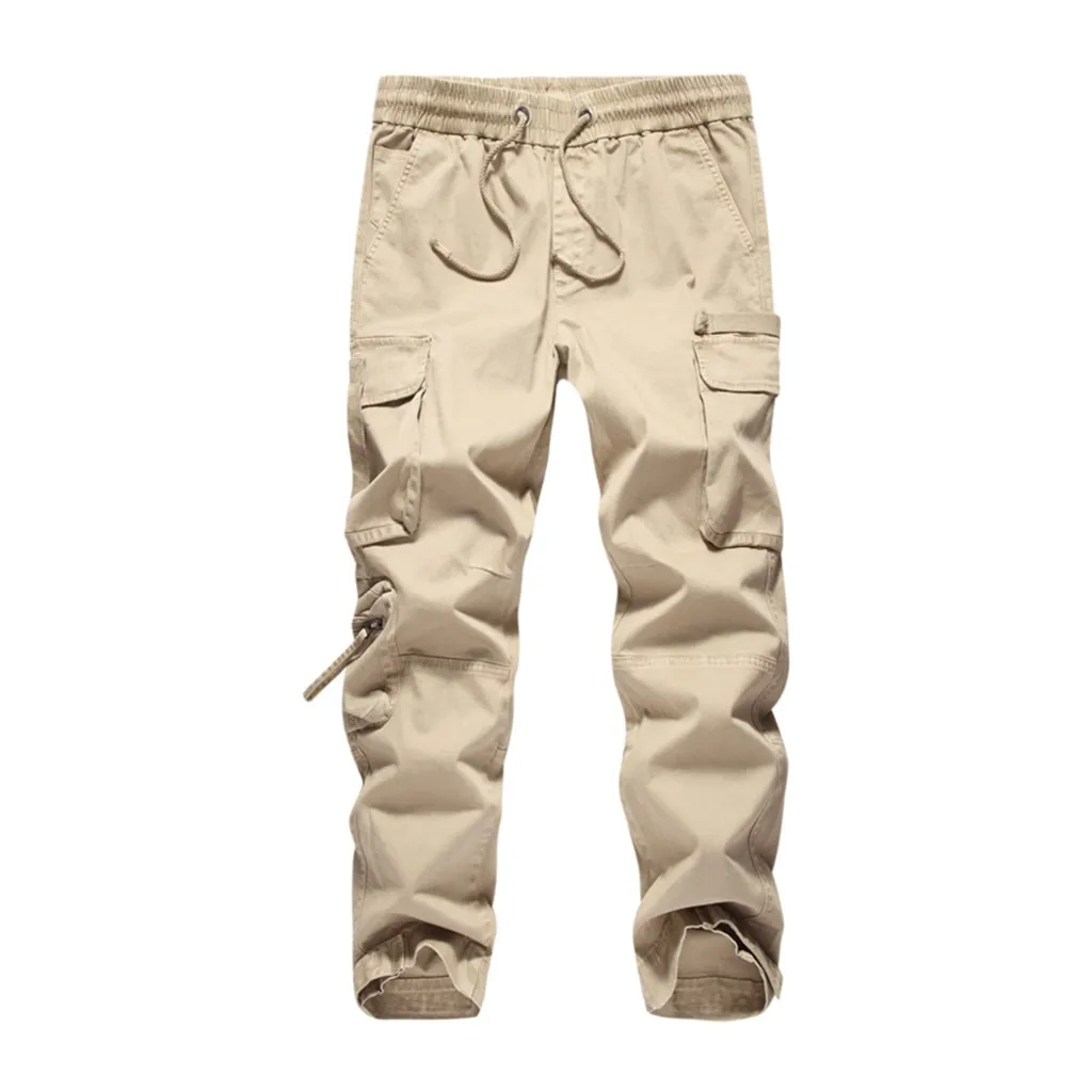 Khaki Новые мужские зимние осенние удобные штаны, повседневные спортивные штаны, модные одноцветные штаны для отдыха, большие размеры, Мужские штаны - Цвет: Khaki