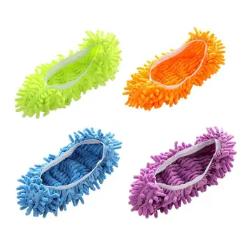

1Pair Shoes Cover Mop Home Floor Cleaning Slipper Chenille Slippers Cover Microfiber Kitchen Cloth Mop Shoes Clearn Cloth