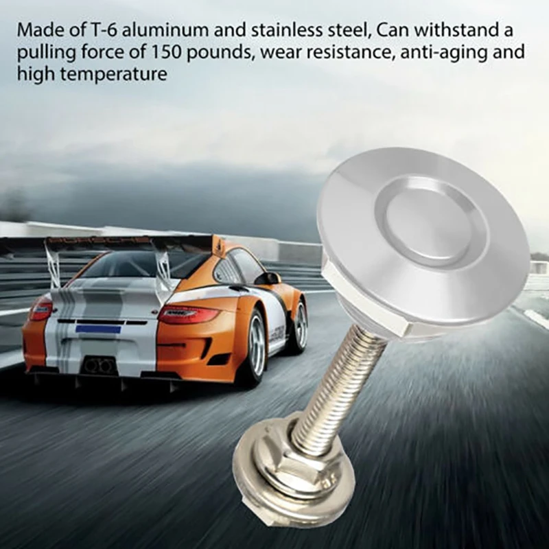Hood Pins Lock 4X Quick Release Push Hood Latch Button Car Pin Bonnet Bumper Clip Latches