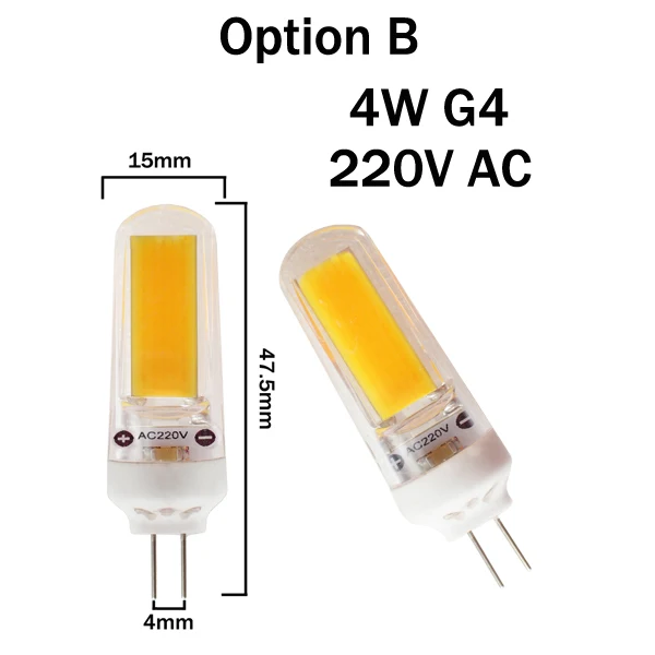 4W 220V AC Светодиодный светильник G4 AC 220V 12V DC 1,5 W 2W 3W 4W COB с регулируемой яркостью, Теплый Холодный белый, замена галогенной лампы, люстра Bombillas - Испускаемый цвет: 4W 220V AC
