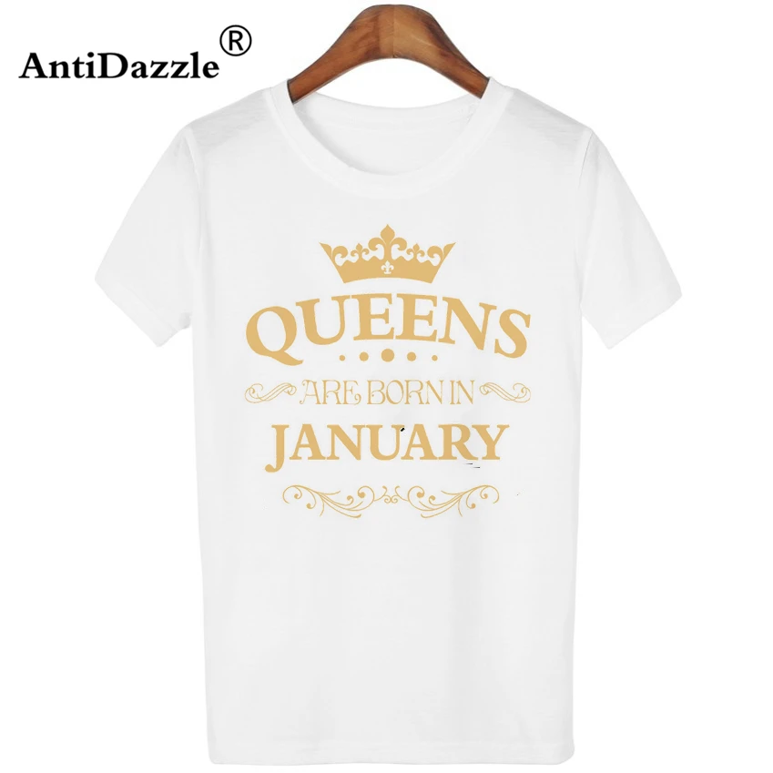 Antidazzle популярная Азиатский размер QUEENS ARE BORN IN JANUARY подарок на день рождения с надписью Базовая 3D Женская футболка с круглым вырезом футболки - Цвет: baer33