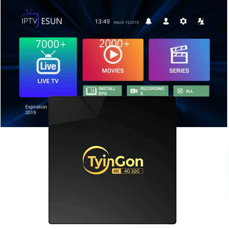 

TyinGon 2019 Android tv box 2G16G 4G32G 4K H.265 Smart tv box Set-top box With 1 Year italy iptv Summer Time