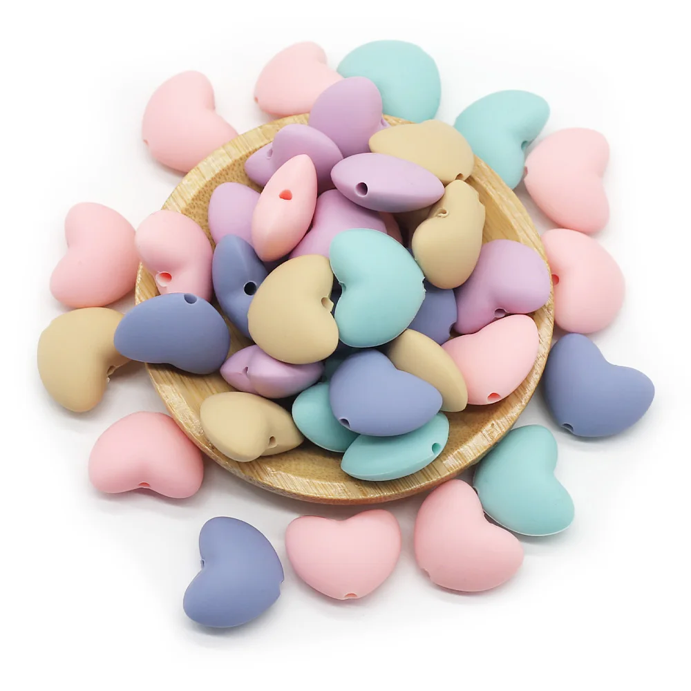 10pcs Heart Silicone Beads Teether Chewable Teething BPA Free Newborn Nursing Baby Pearl Pacifier Clips Food Grade teething toys silicone teething toys baby teething toys silicone teether silicone teething beads