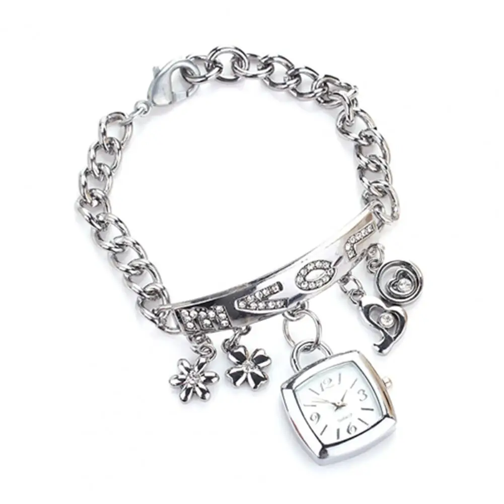 Reloj de pulsera de cuarzo con diamantes de imitación, pulsera con diseño de corazón y flores, estilo de amor, de acero inoxidable, para el día a día, zegarek damski - Imagen 2