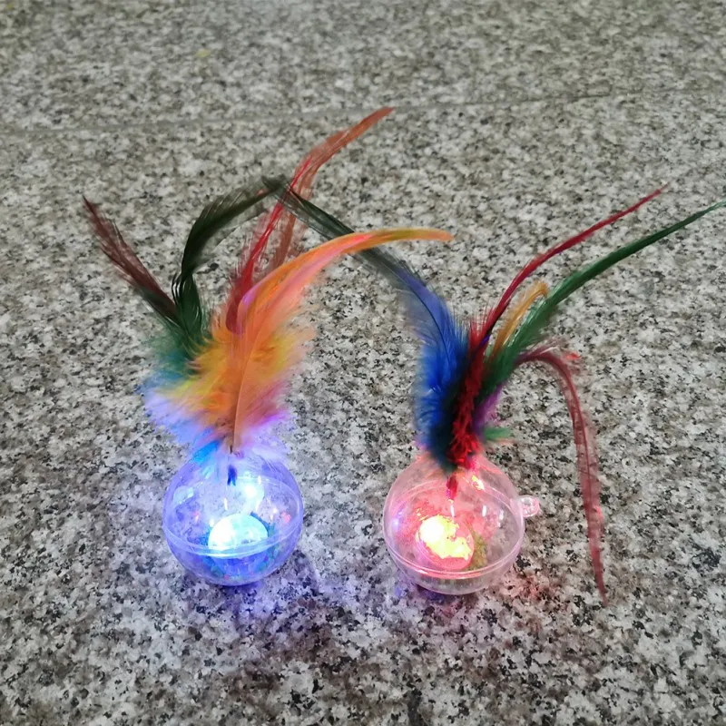 Kitten Cat Feather Toy LED Flashing Pet Interactive Toy Cat Stick Tumbler Ball Toy Feathers Tease Cat Stick Pet Supplies