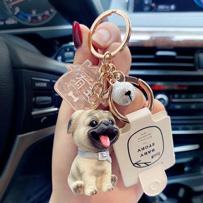 2 Keychain Sets Couple Dog Head Dog Ass Personality Animal Creative Car Key  Chain Pendant Bag Ring Ring Exquisite Fashion Keyrings for Crafts Durable