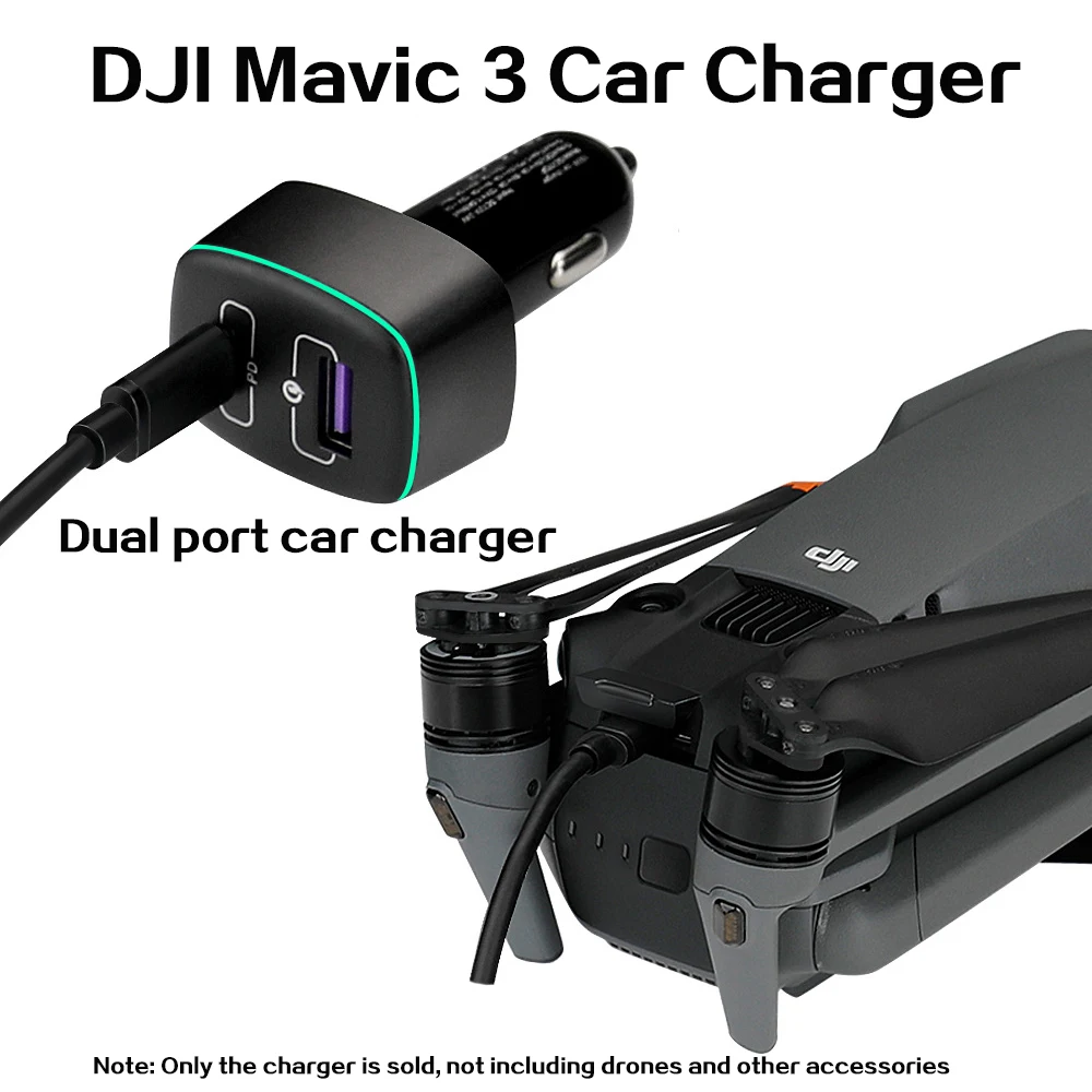 DJI Mavic 3 Car Charger Type C Dual Ports Fast Charging 100W High Power