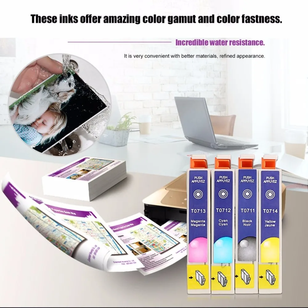 Оригинальные картриджи T0715 Multipack для Epson T0711 T0712 T0713 T0714 4 цвета Простота в использовании Водонепроницаемость