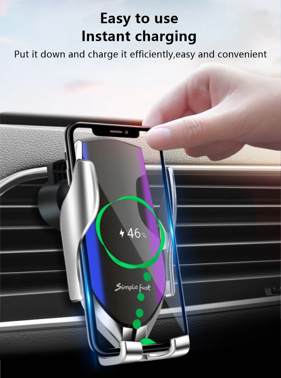 Smart Sensor Automatic Clamping Car Wireless Charger Stand Air Outlet Multifunction Phone Holder Auto Wireless Charging Bracket
