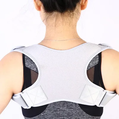 Adjustable Back Posture Corrector Clavicle Spine Back Shoulder Lumbar Brace Support Belt Posture Correction Prevents Slouching - Цвет: Серый