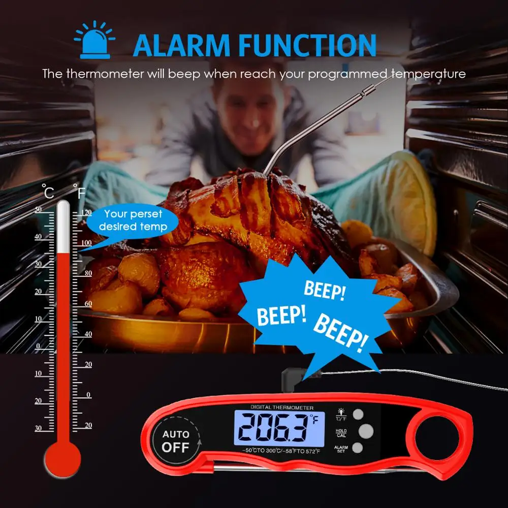 ORIA Food Thermometer Digital Kitchen bbq Thermometer Meat Water Milk Cooking Probe BBQ Electronic Oven Waterproof Kitchen Tools 5