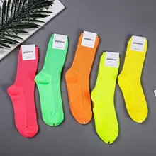 Корейские однотонные флуоресцентные женские носки хлопковые теплые Дышащие Модные спортивные носки осень-зима meia feminina