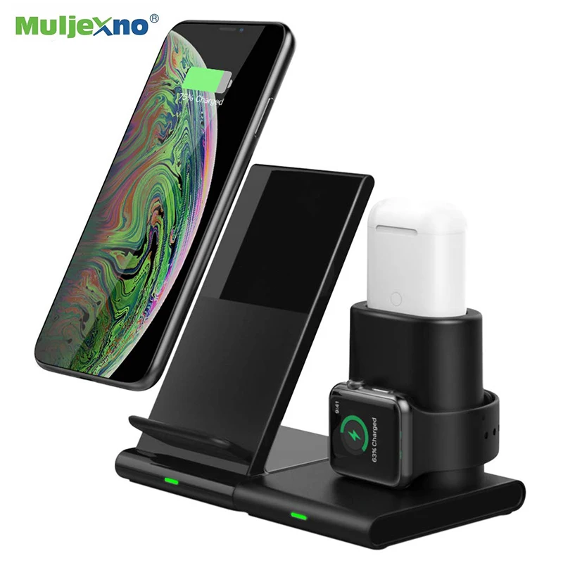 3 в 1 QI Беспроводное зарядное устройство для iPhone X XS Max XR 8 Plus зарядная док станция