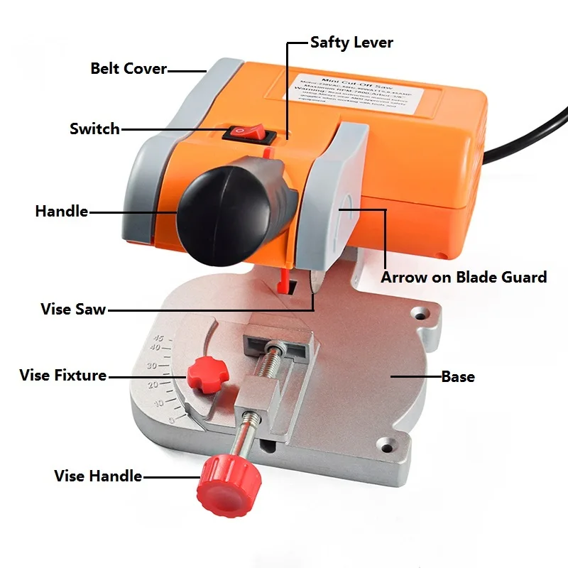  XCAN Multifuncation Mini Table Saw Bench Cut-off Saw HSS Blade for Cutting Metal Wood Plastic with 