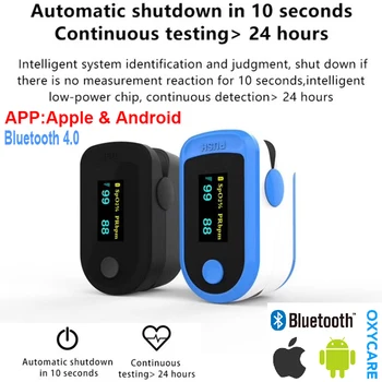 

Fingertip Pulse Oximeter Android iOS Bluetooth 4.0 Finger Oxymeter Oximetro pulso OLED Oximeters SPO2 PR PI RR monitor