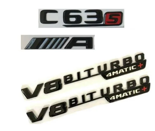 Черный глянец C63s Для AMG V8 BITURBO 4matic+ значки-эмблемы для Mercedes W205 - Цвет: Gloss Black