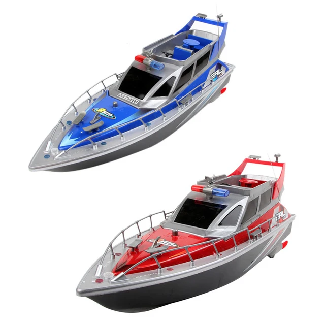 1:20 Remote Control Boat 2.4G RC Police Speed Boat Toy Model Electric Full Function Large 4 Channel Patrol Boat Military Boat 3